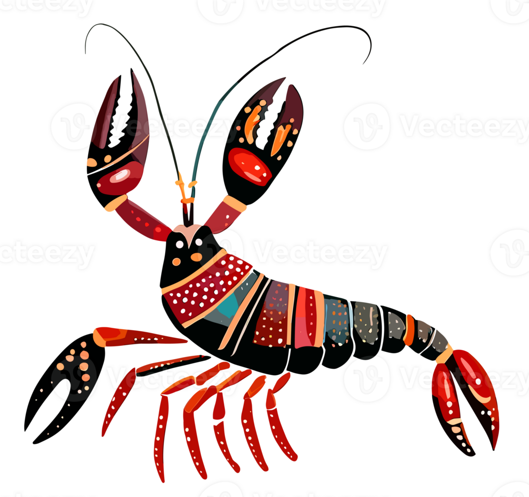 Cute lobster isolated on transparent background. Naive art style illustration. png
