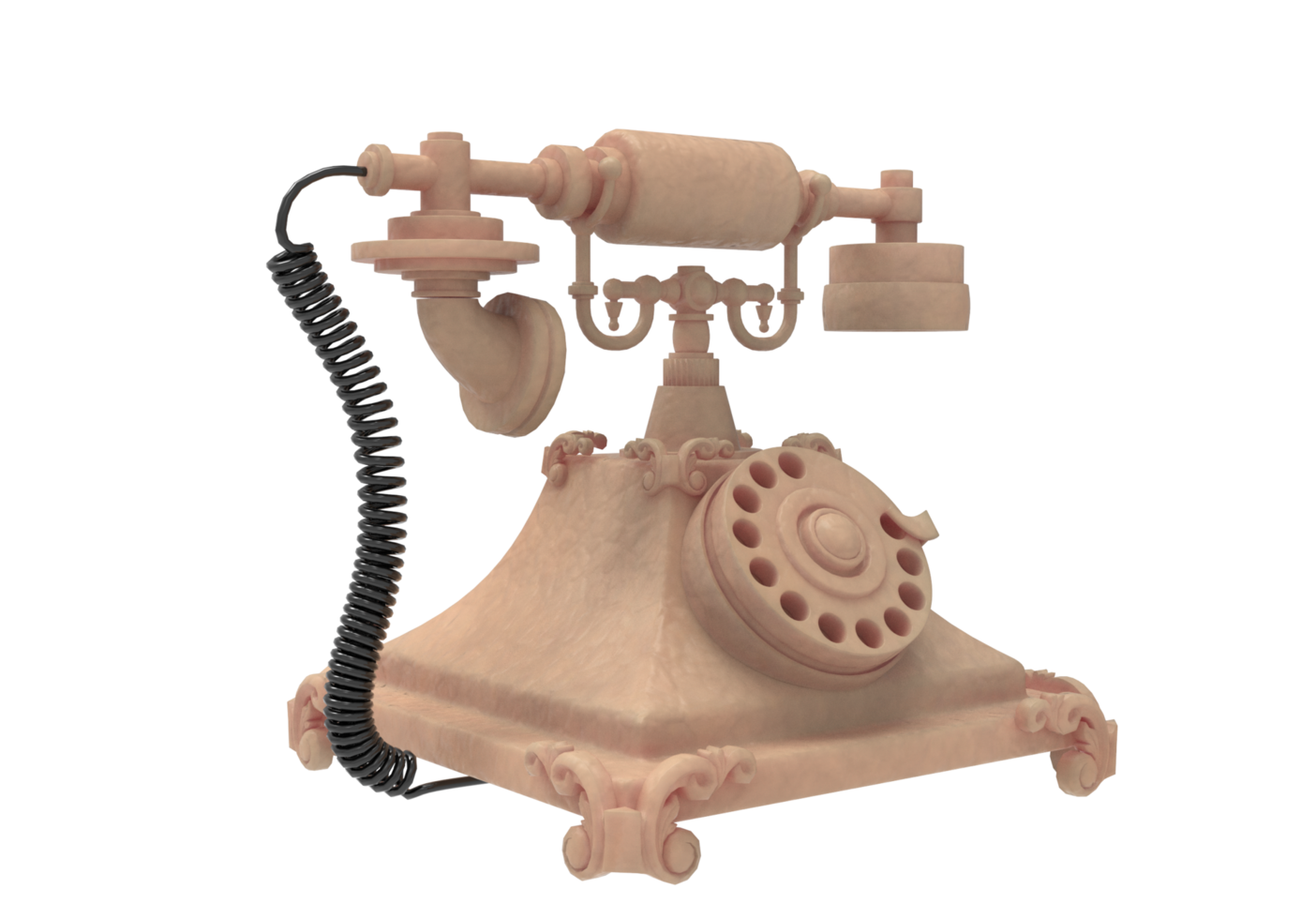 Old Telephone isolated 3d rendering png