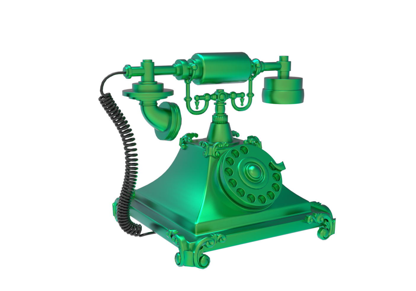 Old Telephone isolated 3d rendering png