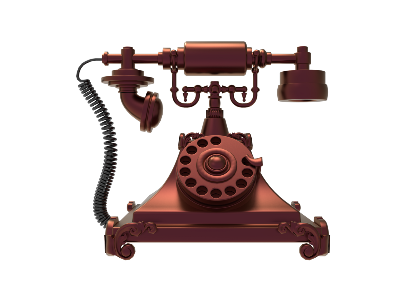 Old Telephone isolated 3d rendering png