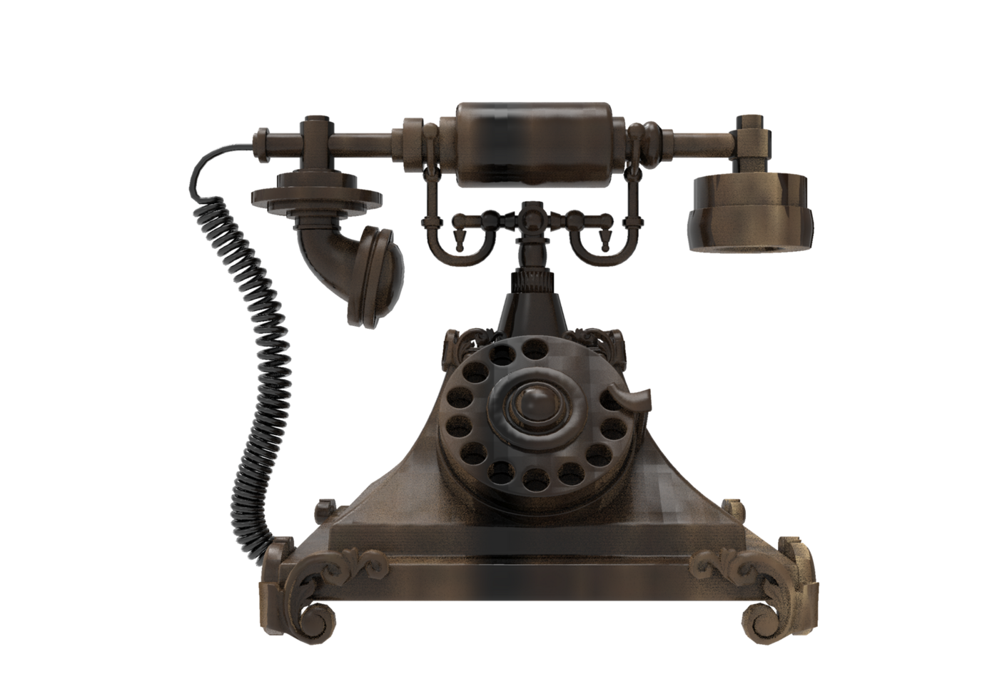 Old Telephone isolated 3d rendering png