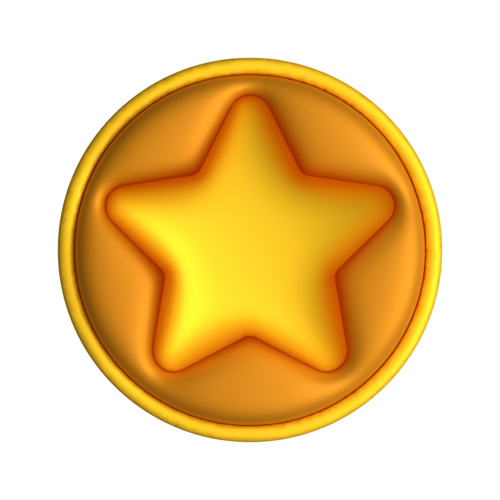 3d Star badge clipart in transparent, Realistic 3d star icon png