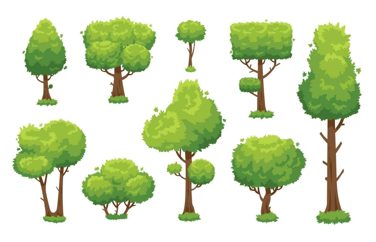 dibujos animados verde árbol. ambiental bosque o parque arboles aislado para vector ilustración antecedentes