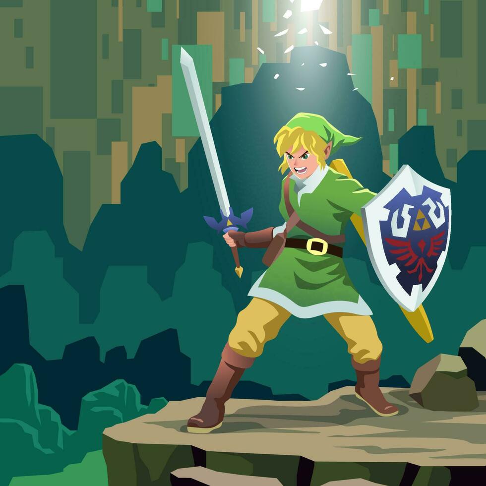 The Elf Knight in Action vector