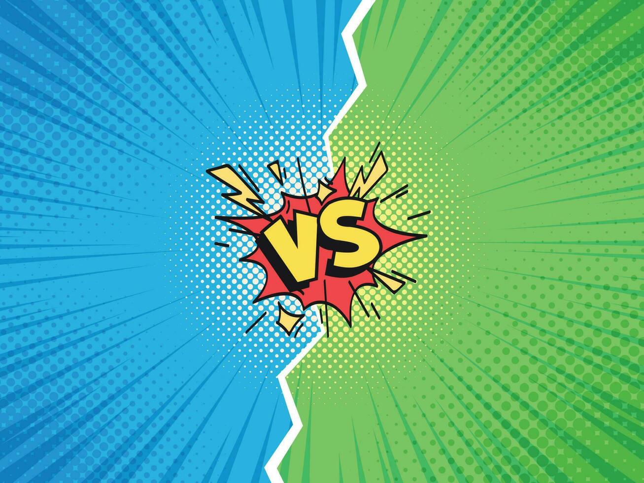 Comic frame VS. Versus duel battle or team challenge confrontation cartoon comics halftone background illustration vector template