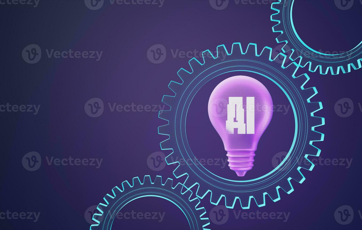 Technology innovation Light bulb with text Ai inside. 3d rendering, 3d illustration photo