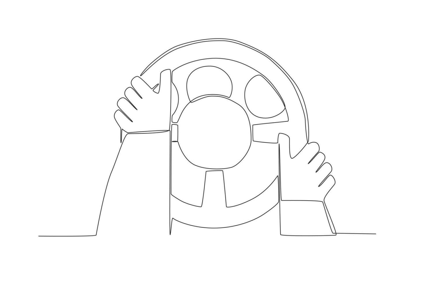 Hands holding car steering wheel vector