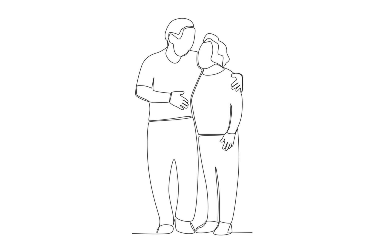 Grandparents standing hugging each other vector