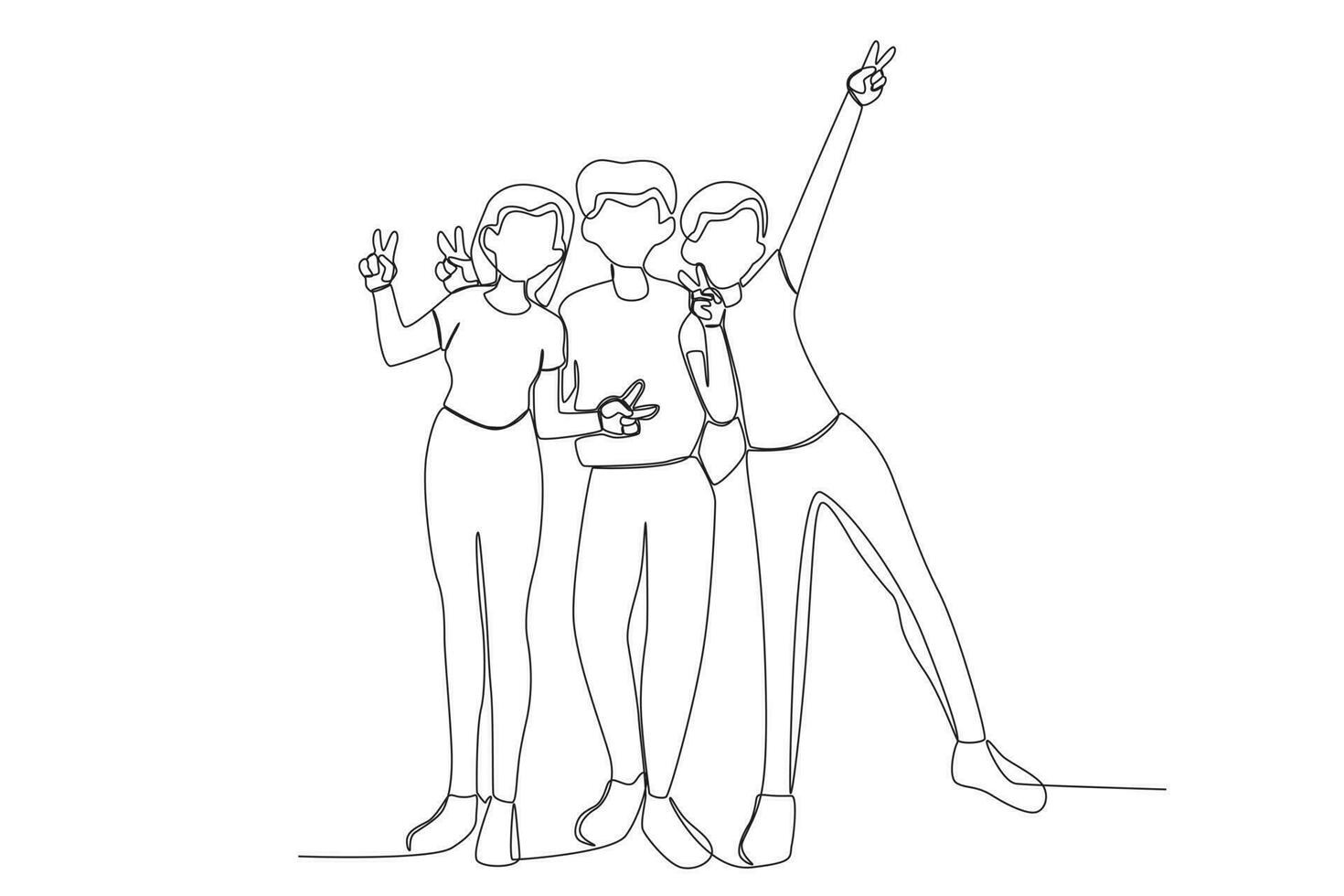 Three friends are posing vector