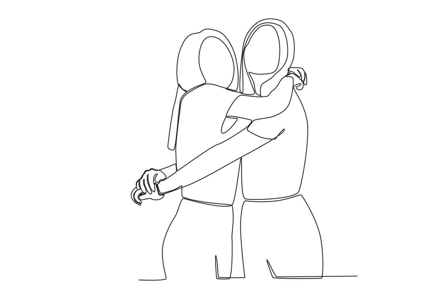 Two beautiful female friends hugging each other vector