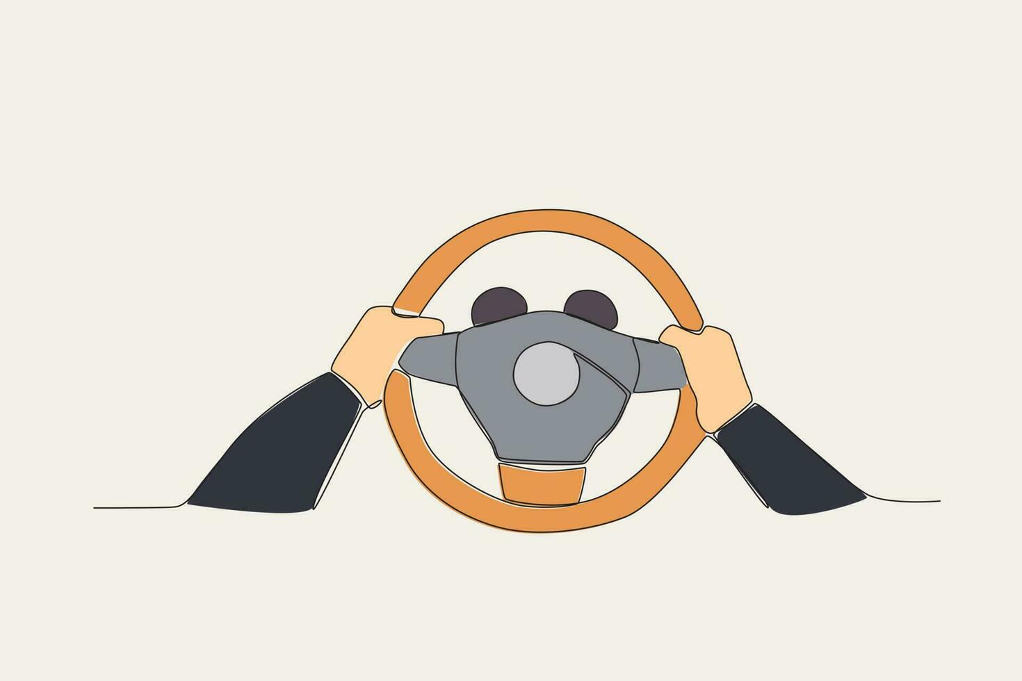 Colored illustration of a hand driving a car vector