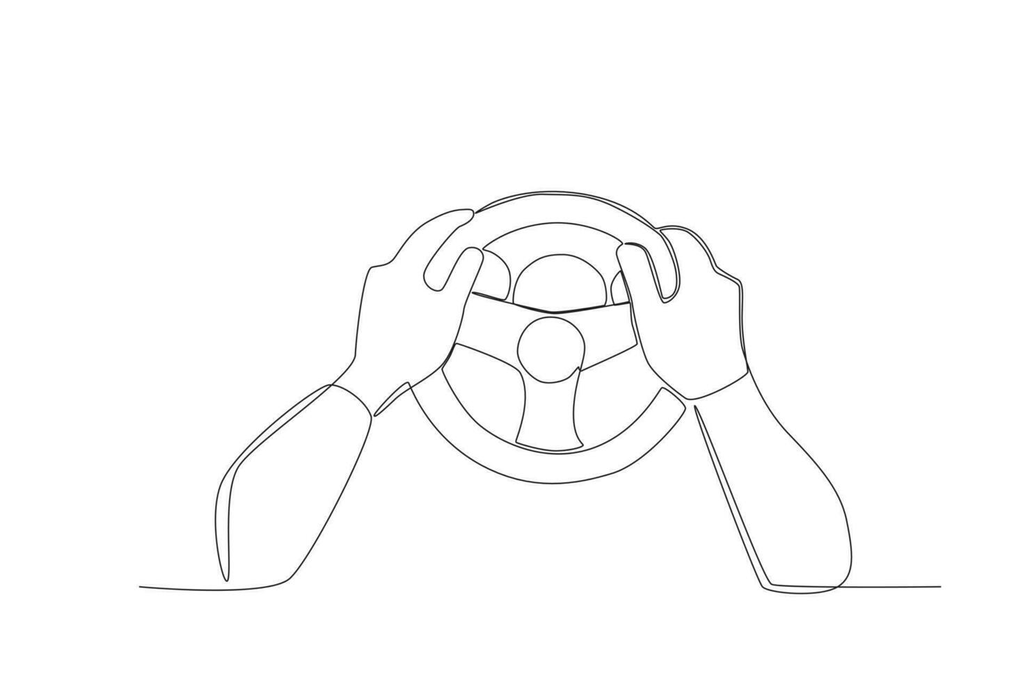 Hands driving a small car steering wheel vector