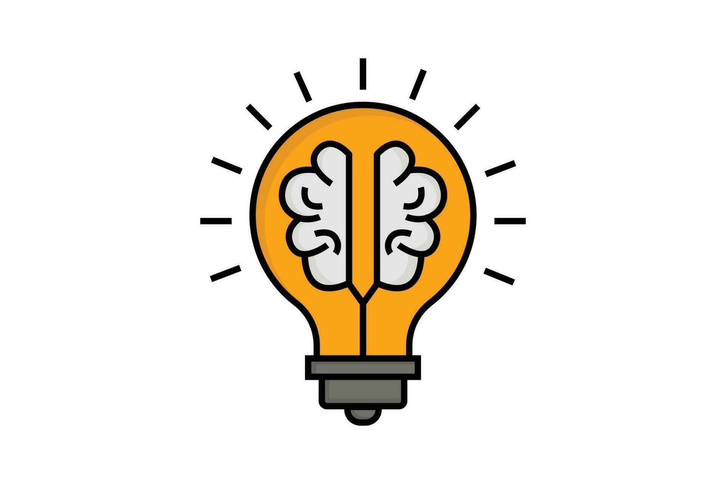 Creative idea icon. Brain in light bulb. icon related to creative idea, innovation, solution, education. Flat line icon style. Simple vector design editable