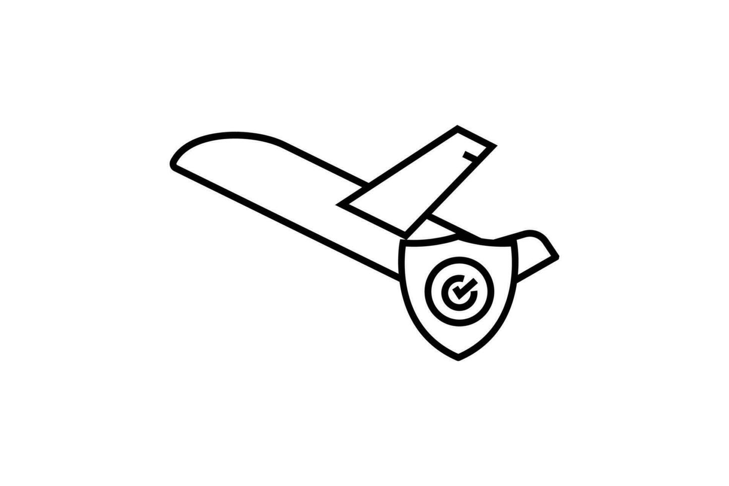 Travel insurance icon. Protection of air travel. Line icon style design. Simple vector design editable