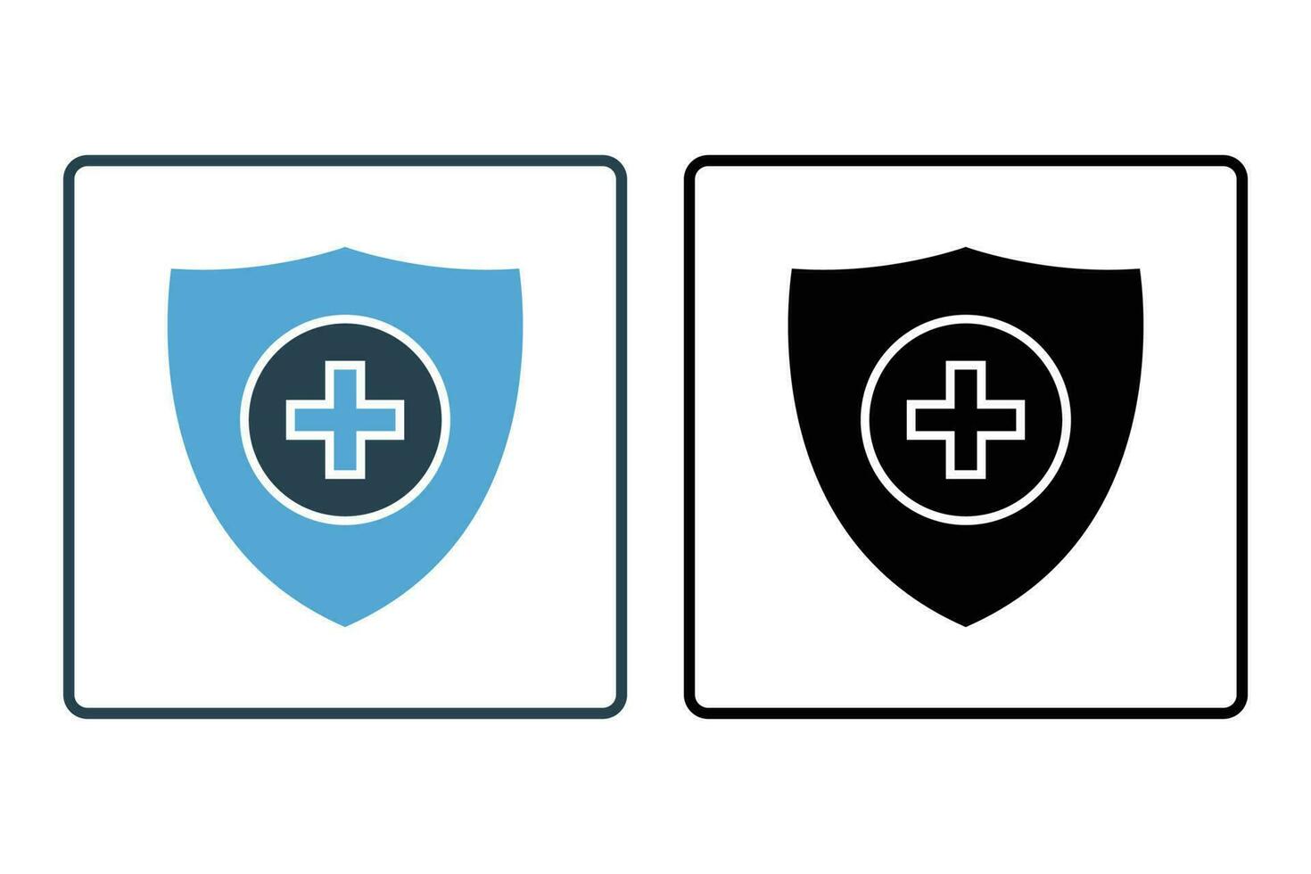 Health insurance icon. security vector icon, Protection, Shield, Safety system, Medical shield. Solid icon style design. Simple vector design editable