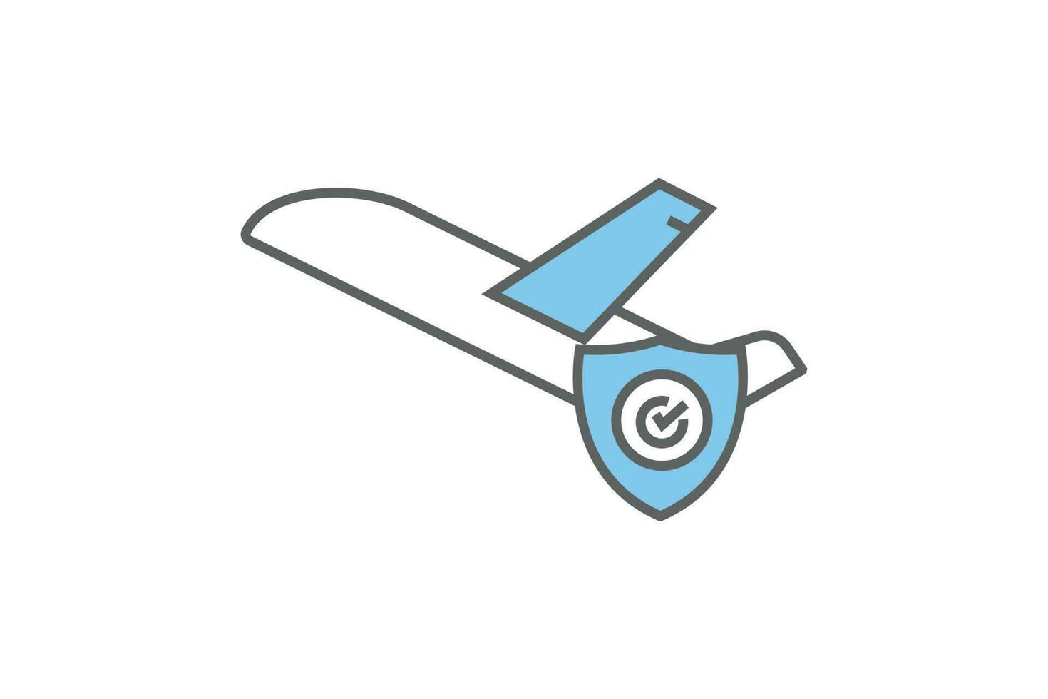 Travel insurance icon. Protection of air travel. Two tone icon style design. Simple vector design editable