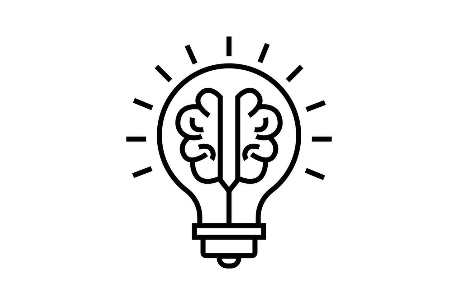 Creative idea icon. Brain in light bulb. icon related to creative idea, innovation, solution, education. Line icon style. Simple vector design editable