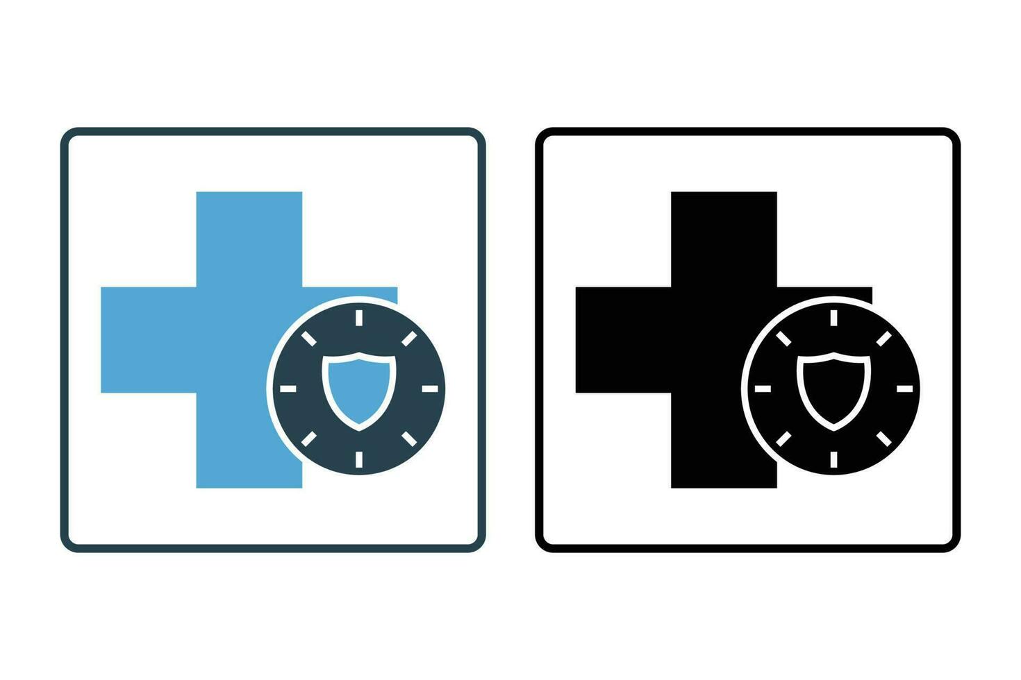 largo término seguro concepto icono. salud seguro tipo, médico Ayudar después trabajando accidente. sólido icono estilo diseño. sencillo vector diseño editable