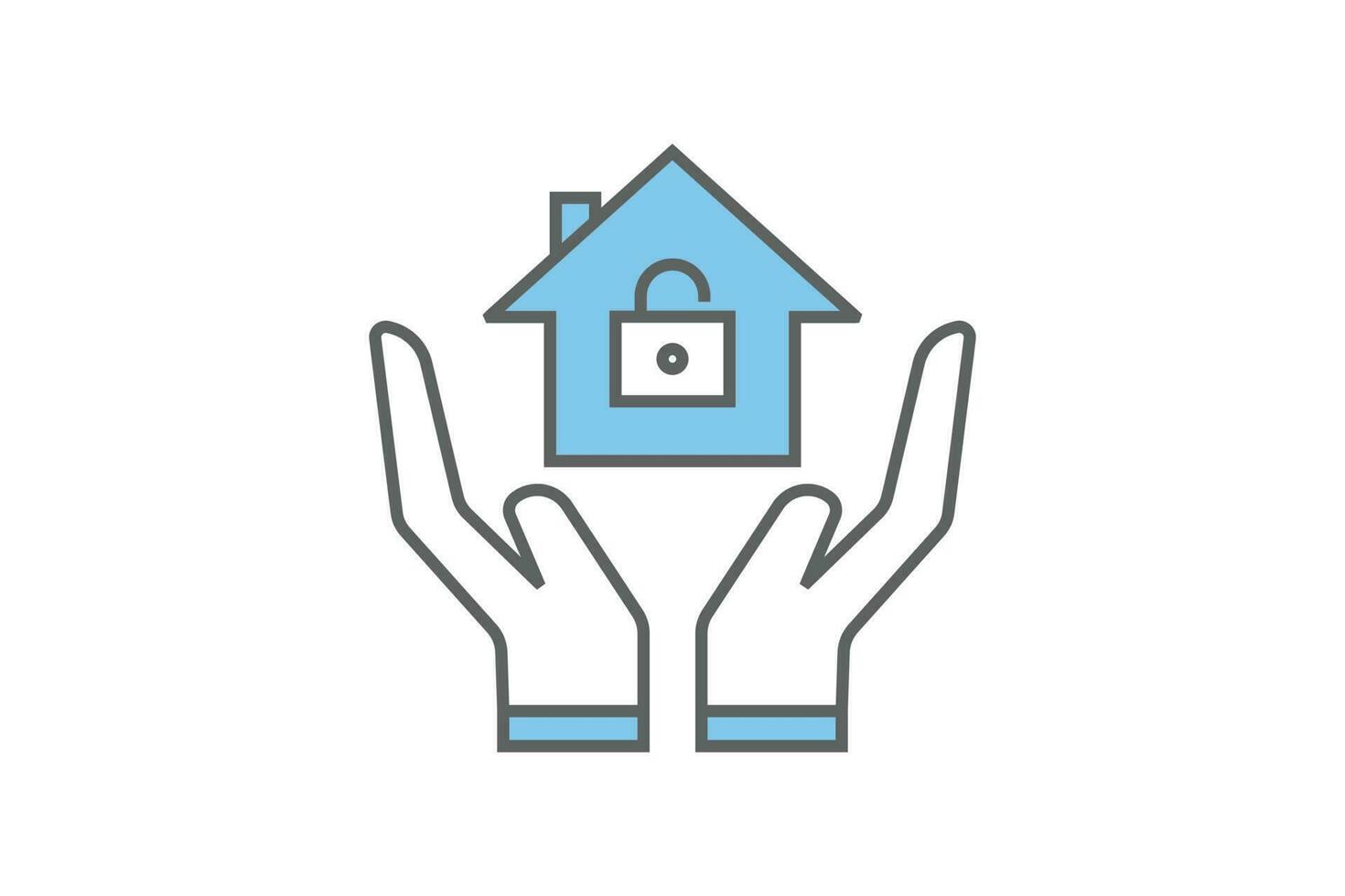 Hands icon holding home. homeowners insurance vector icon for real estate. Two tone icon style design. Simple vector design editable