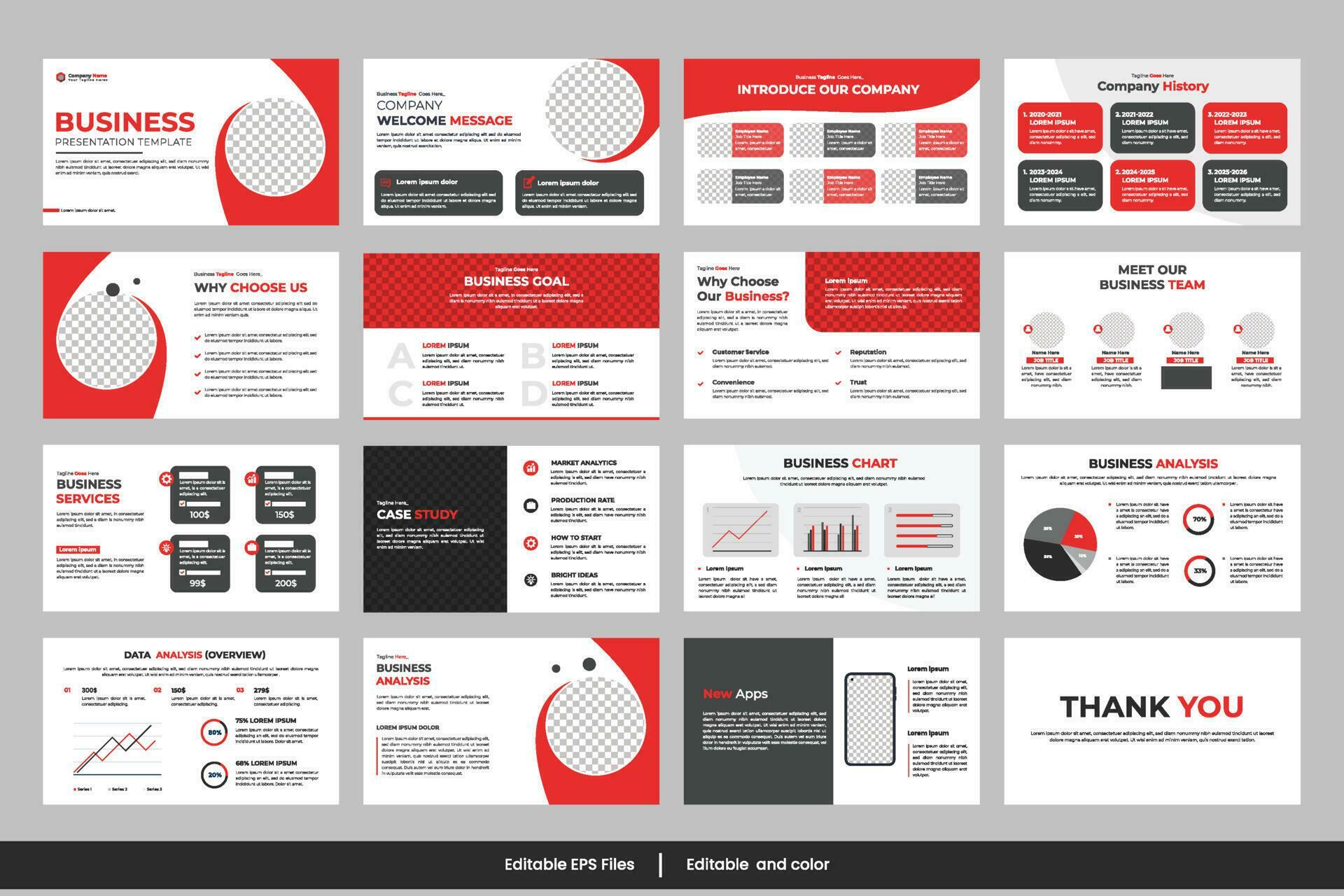 Vector business presentation slides template green color design ...