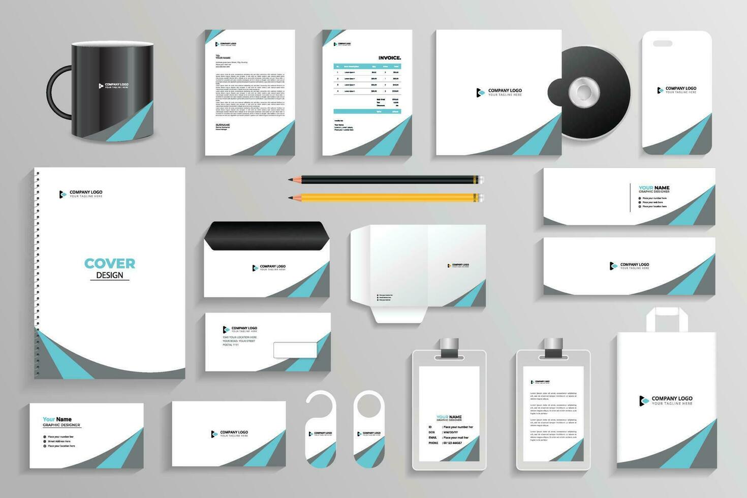 Corporate identity set branding template design kit. editable brand identity with abstract background color for Business Company vector