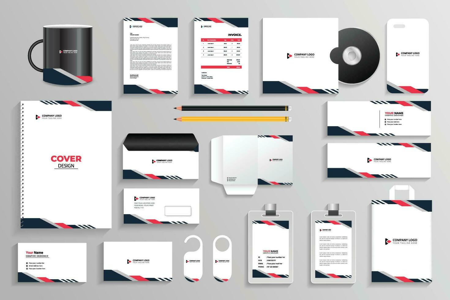 kit de diseño de plantilla de marca de conjunto de identidad corporativa. identidad de marca editable con color de fondo abstracto para empresa comercial vector