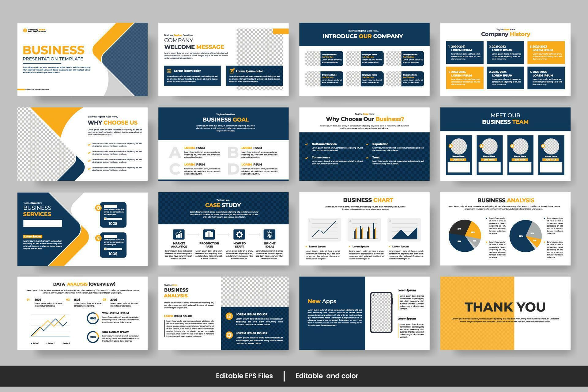 Vector business presentation slides template green color design ...