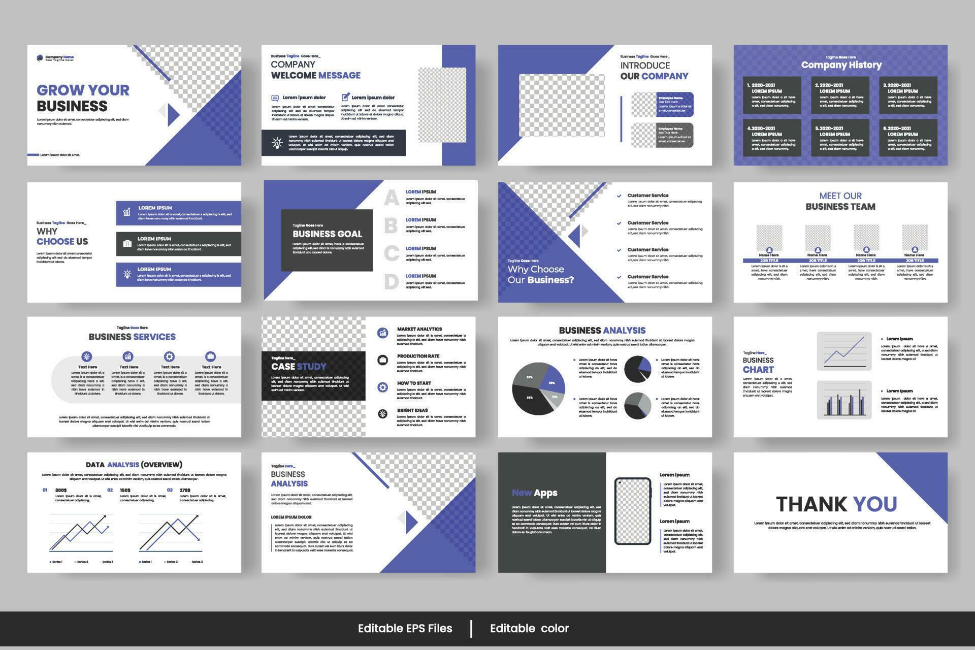 Vector business presentation slides template green color design ...