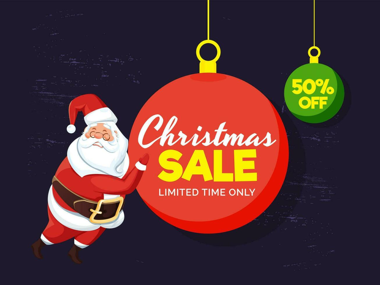 Christmas Sale tag, label or poster design with discount offer and santa claus illustration on purple background. vector