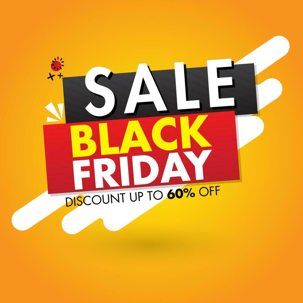 Black Friday Sale poster or template design with discount offer on abstract background. vector