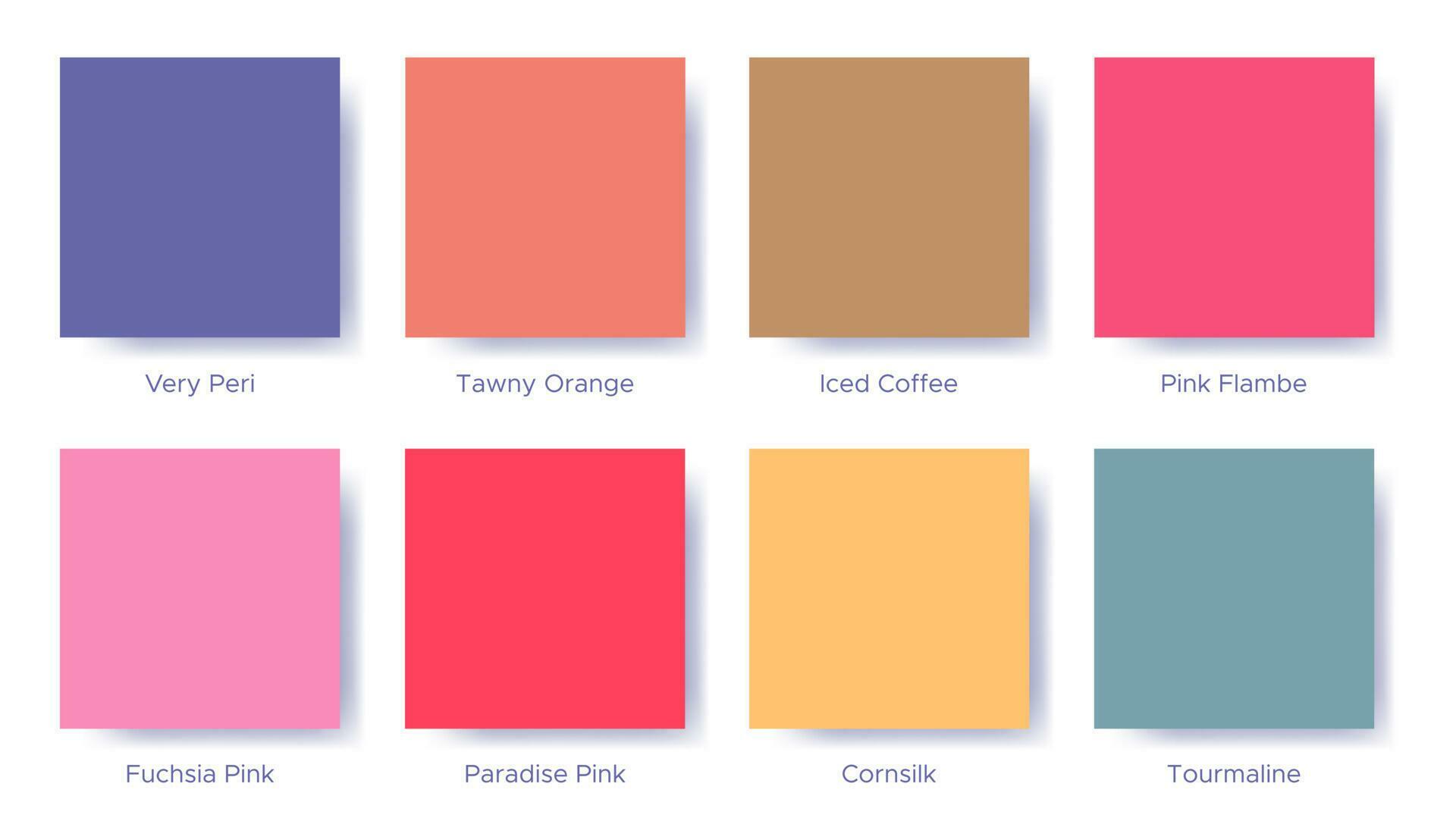 Palette with the color of 2022 Very Peri. Sample color guide palette catalog of swatches