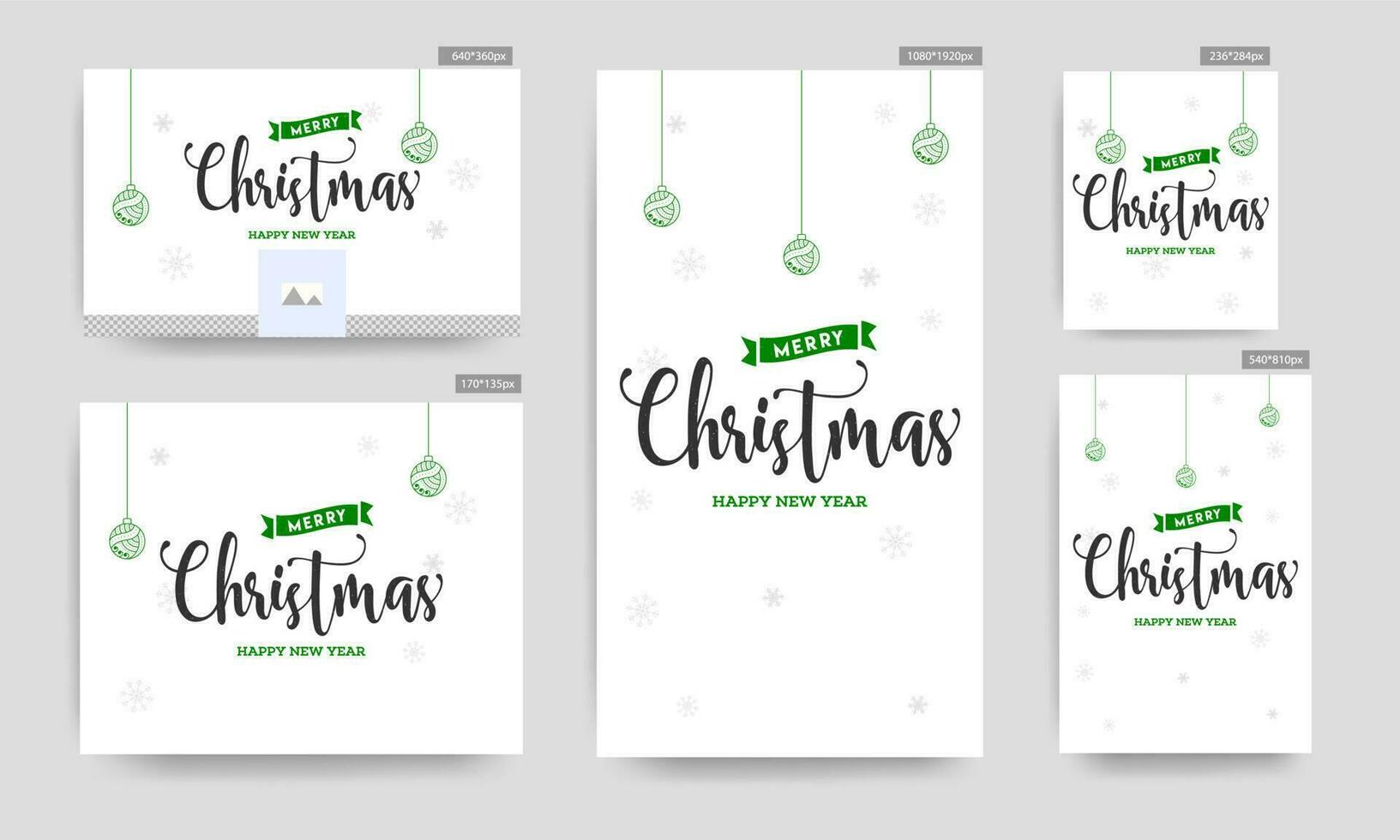 Merry Christmas and Happy New Year poster and template or greeting card design with hanging lanterns and snowflake decorated on white background. vector