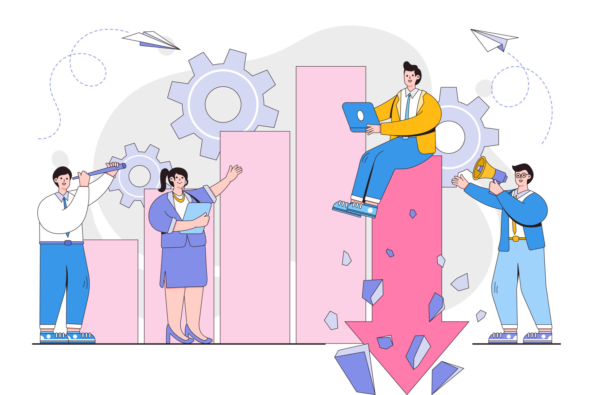 Vector Illustration Of Investment Management Company Is Engaged In 