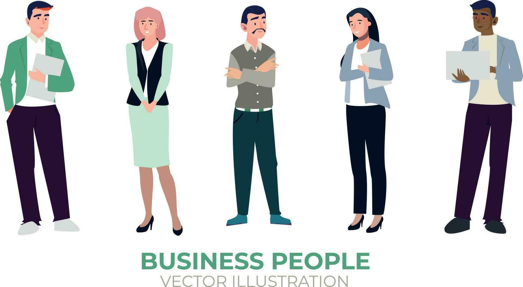Full-body illustration material of a business person working at a company vector