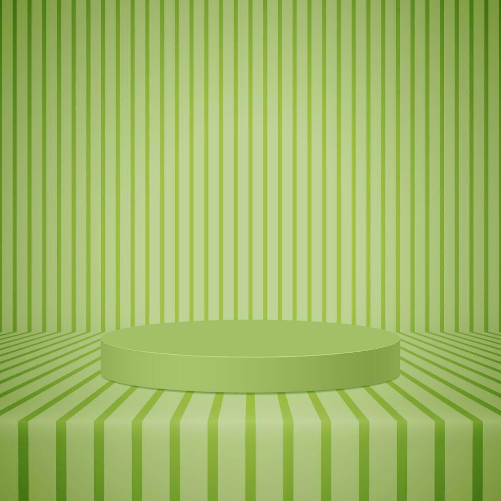 Green podium vintage candy colored line background. Vector illustration. Eps10