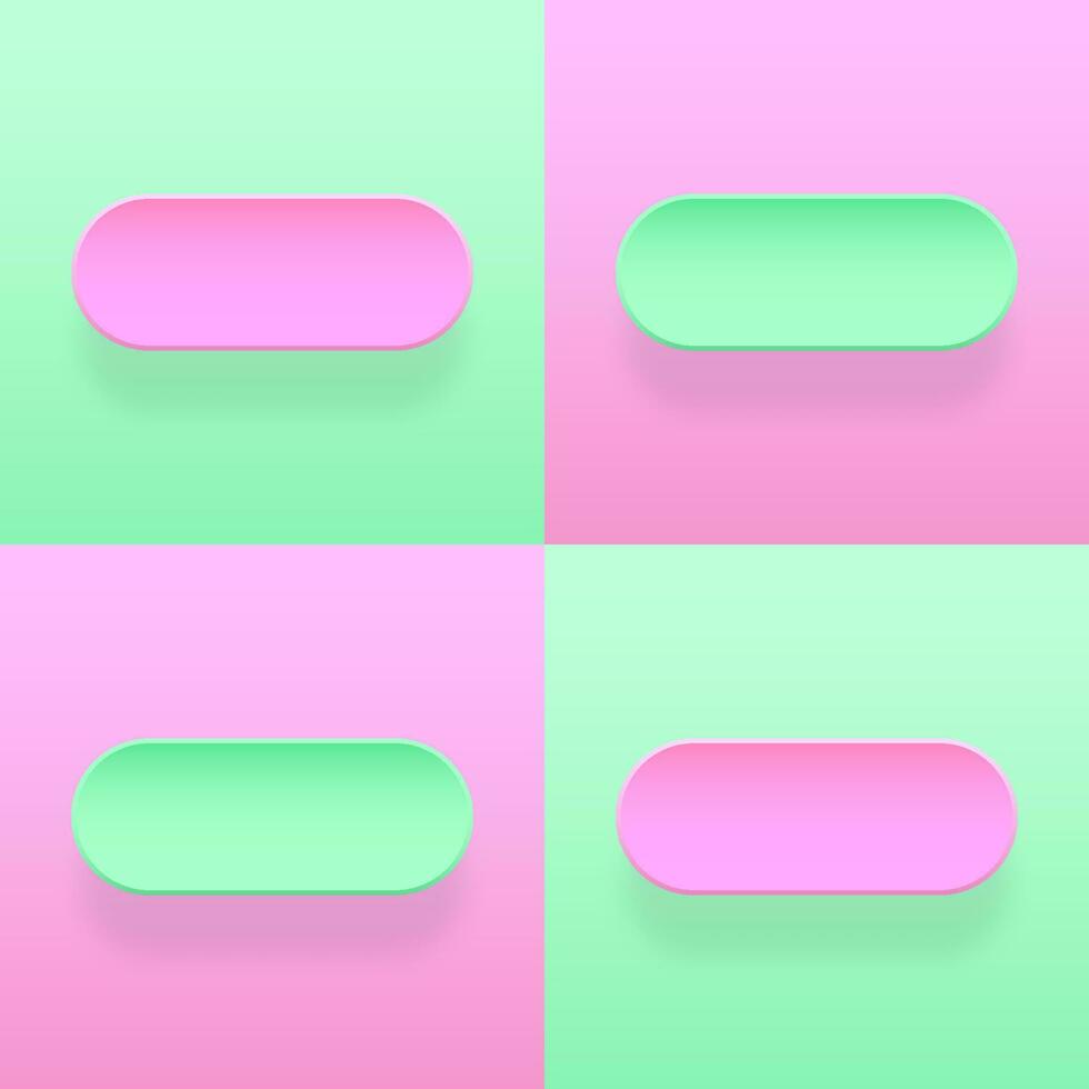 Abstract geometric seamless pattern pink and green colorful pastel background. 3d button paper art style. Vector illustration. Eps10