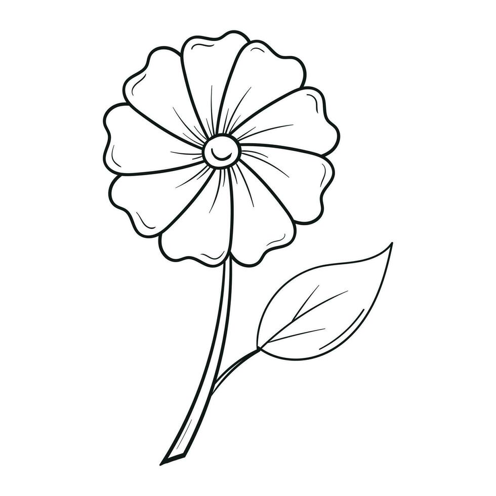 Hand Drawing Flower Vector Outline Illustration