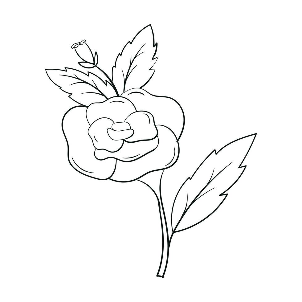 Hand Drawing Flower Vector Outline Illustration