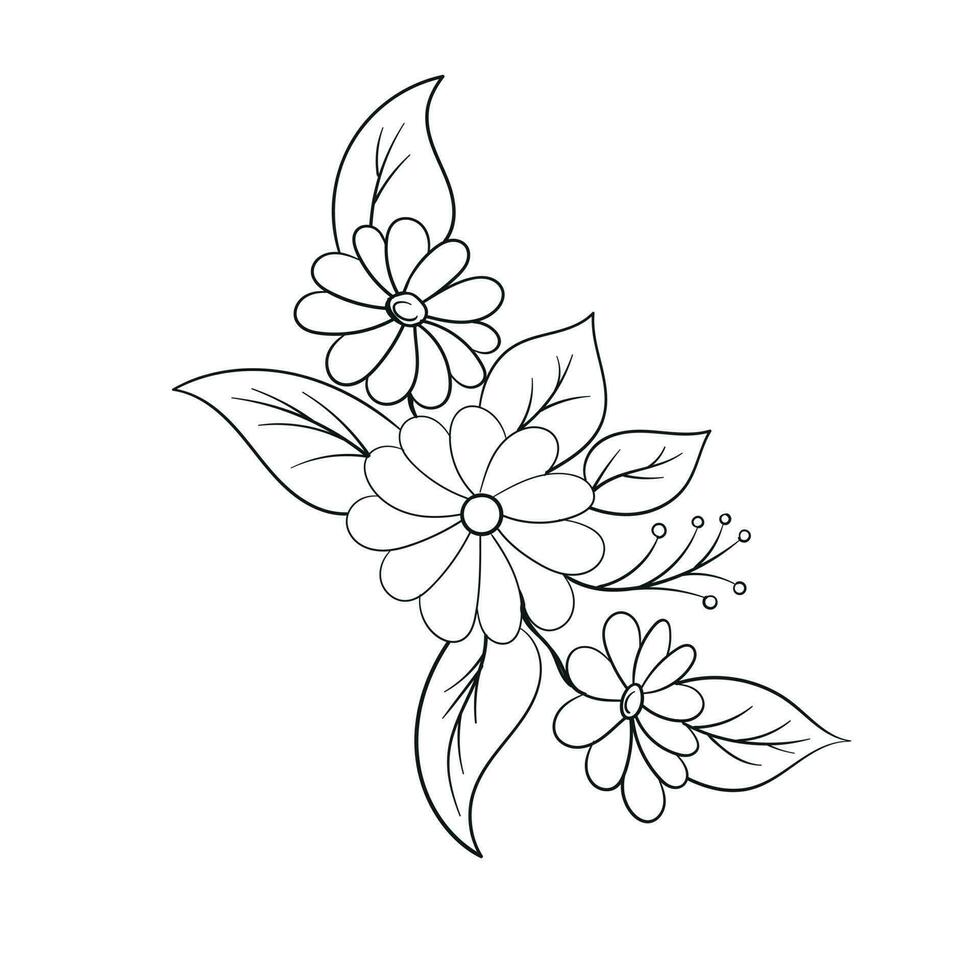 Hand Drawing Flower Vector Outline Illustration 23977390 Vector Art at ...