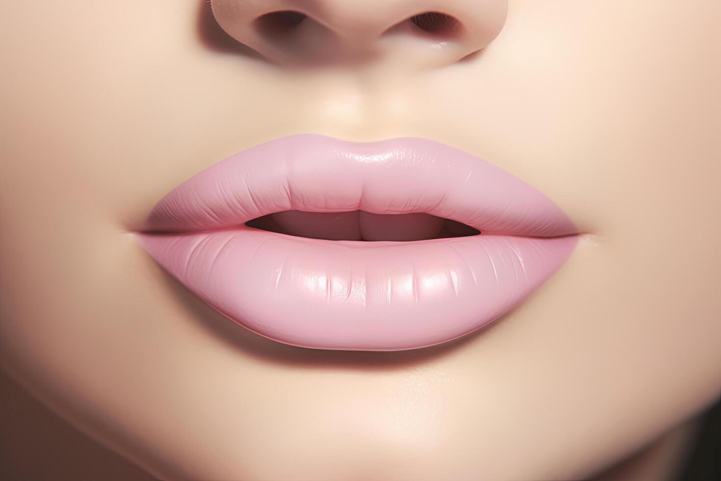 Closeup of woman's lips with day beauty makeup. photo