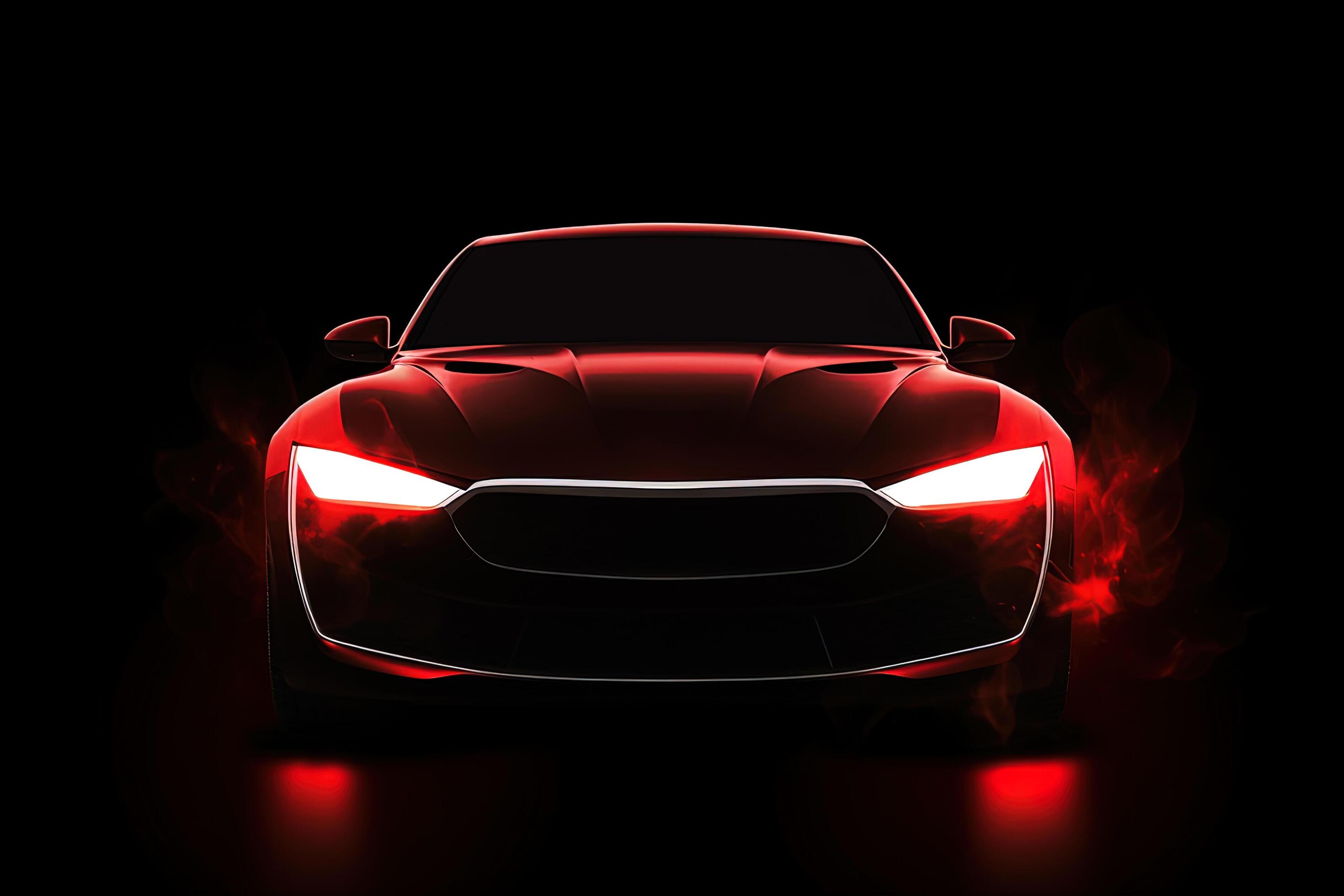 Front view dark of a modern luxury red isolated on dark background with red neon light and smoke. AI Generated 23977579 Stock Photo at Vecteezy