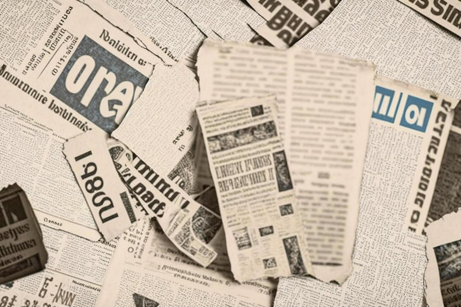 An old vintage newspaper pieces background. photo