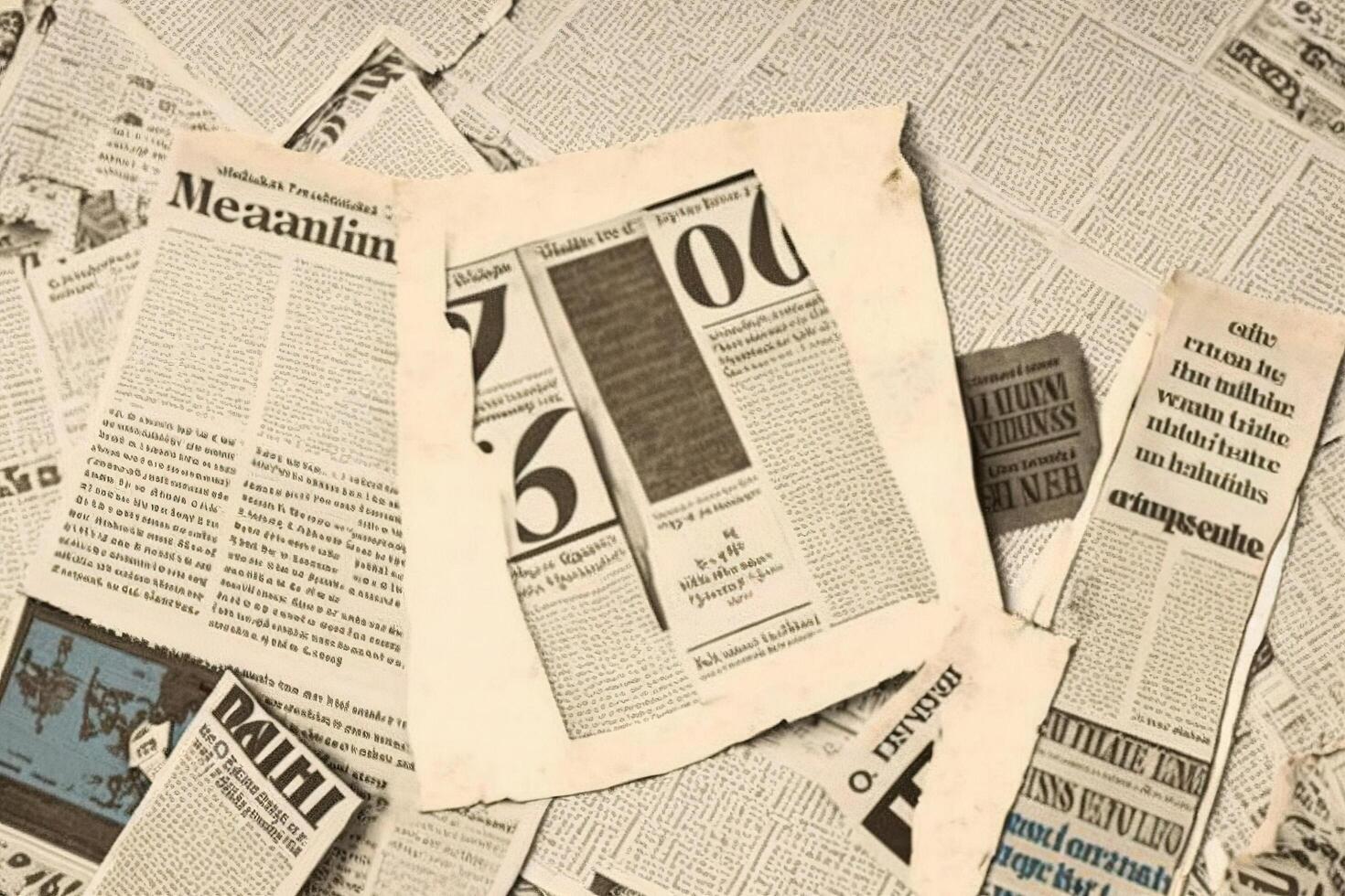 An old vintage newspaper pieces background. photo