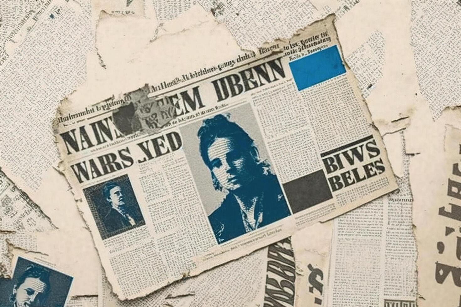 An old vintage newspaper pieces background. photo