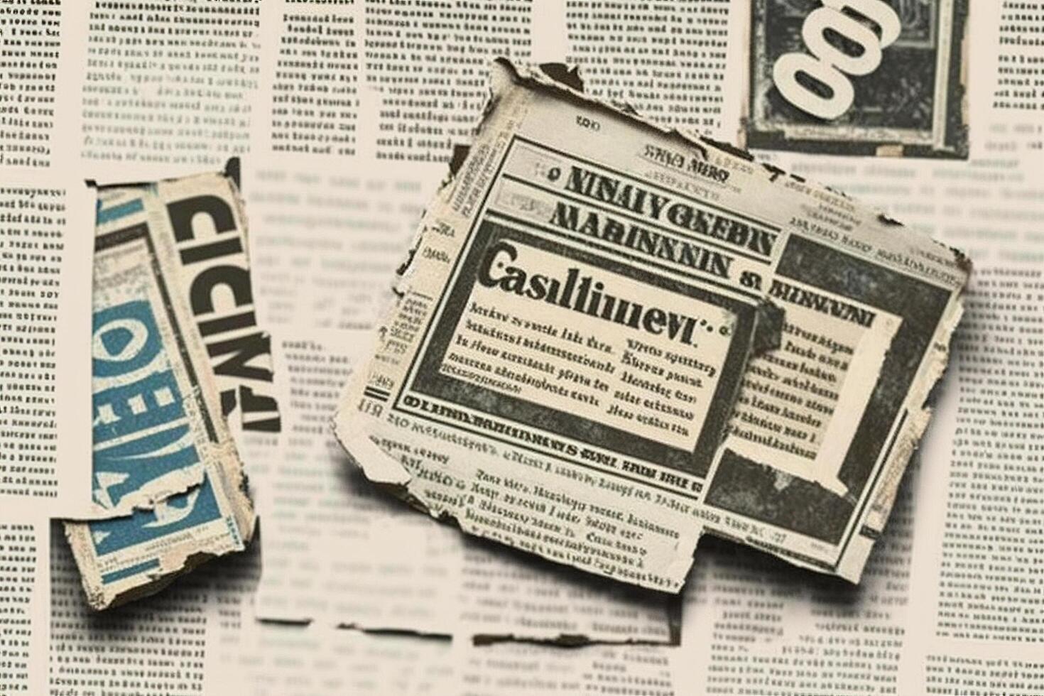 An old vintage newspaper pieces background. photo