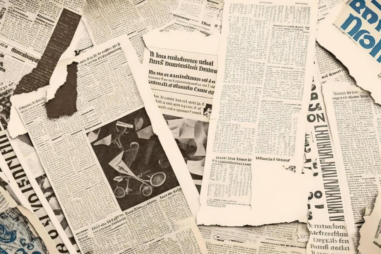 An old vintage newspaper pieces background. photo