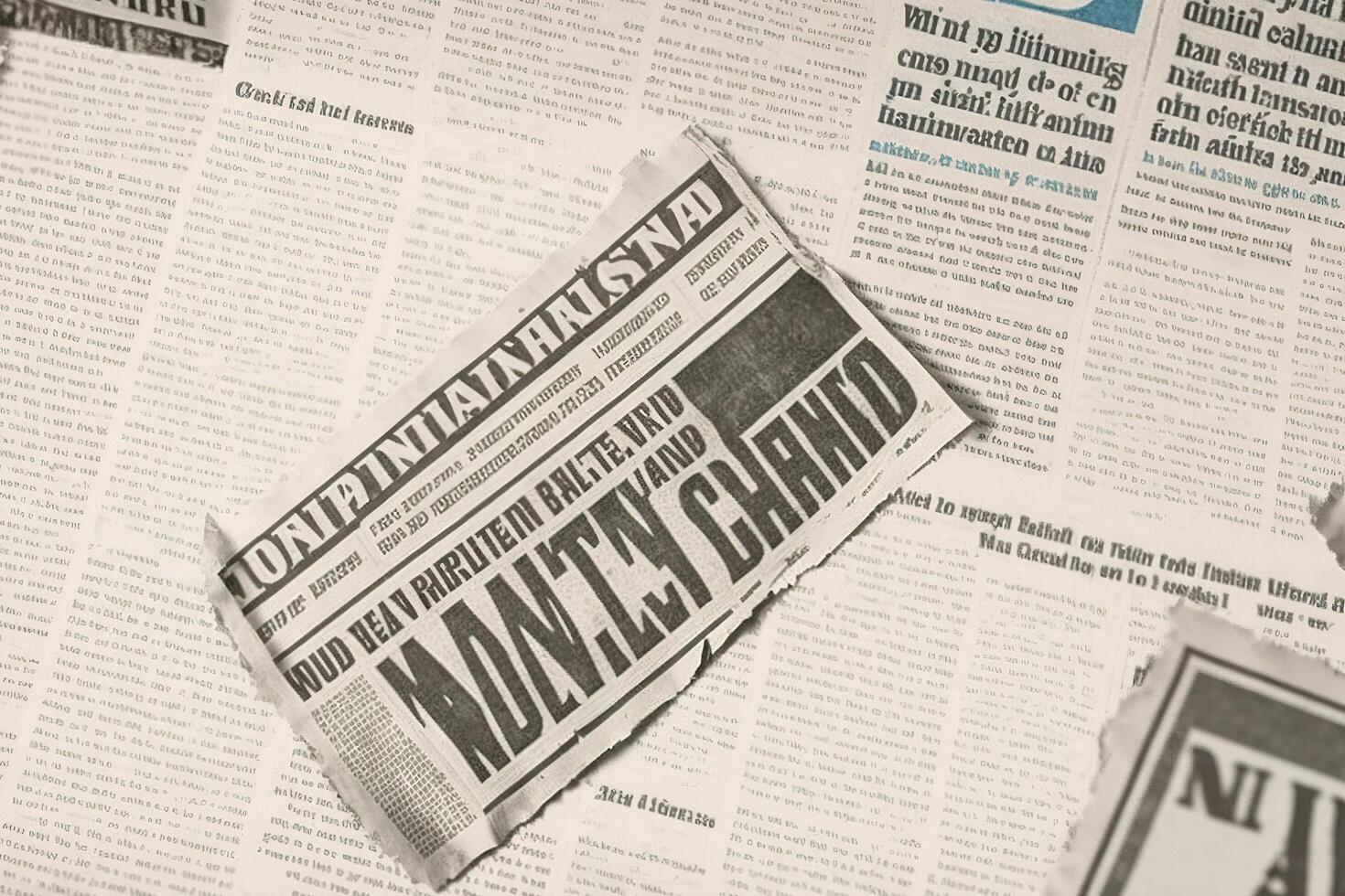 An old vintage newspaper pieces background. photo