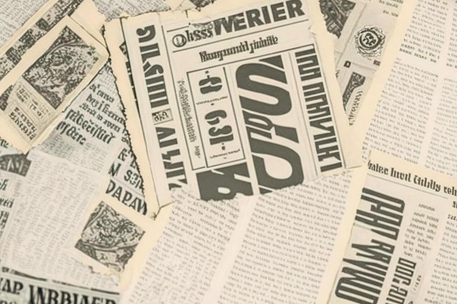 An old vintage newspaper pieces background. photo