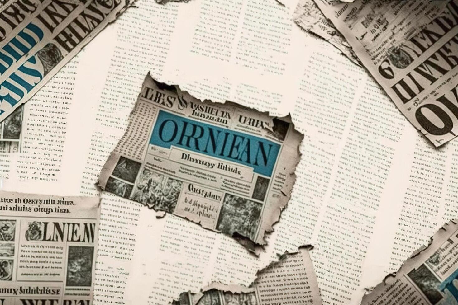 An old vintage newspaper pieces background. photo