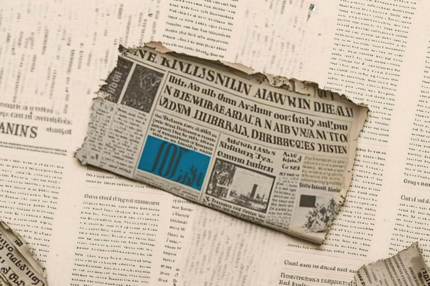 An old vintage newspaper pieces background. photo